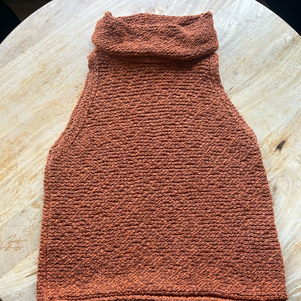 Pilcro Turtleneck Sweater Tank in Rust